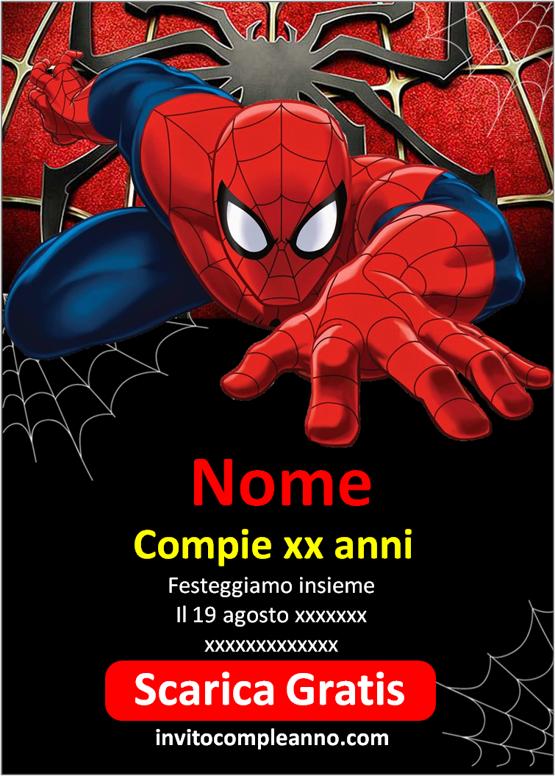 biglietto invito compleanno spiderman