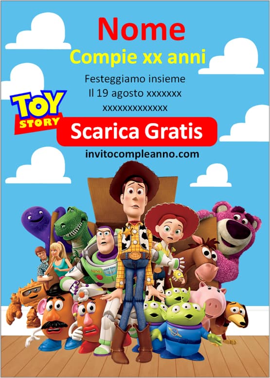 Invito Compleanno Toy Story editabile