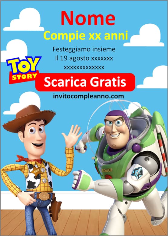 invito compleanno toy story gratis