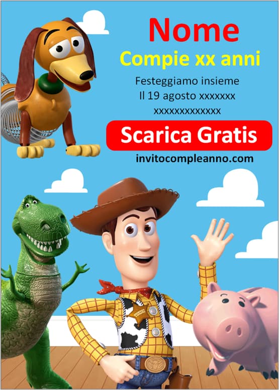 biglietti invito compleanno Toy Story