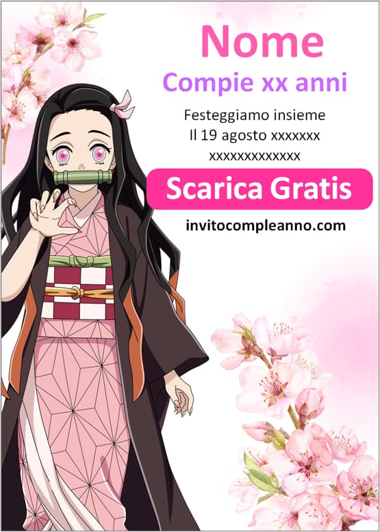 whatsapp creare invito compleanno Nezuko Kamado Demon Slayer