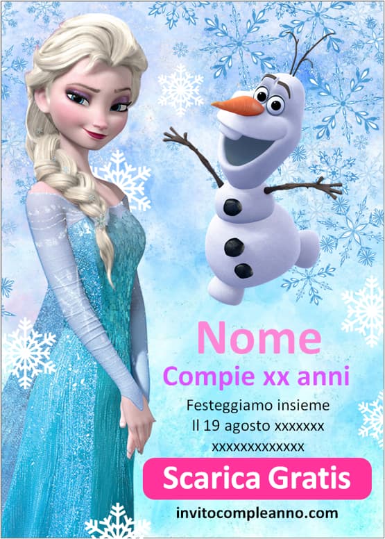 biglietto invito compleanno frozen