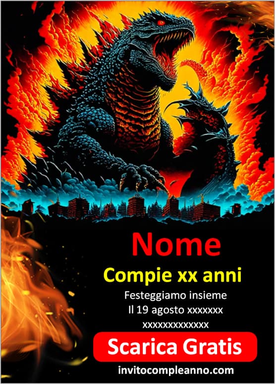 whatsapp creare invito compleanno Godzilla