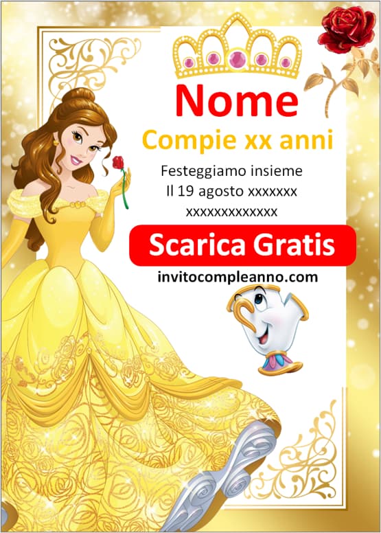 invito compleanno La Bella e la Bestia online