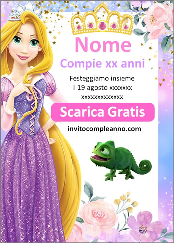 invito compleanno rapunzel