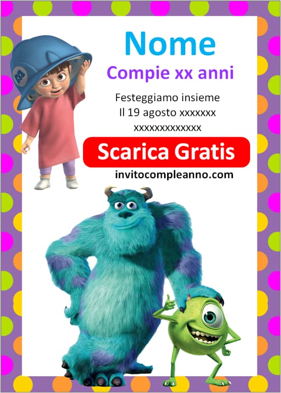 Inviti compleanno Monsters & Co