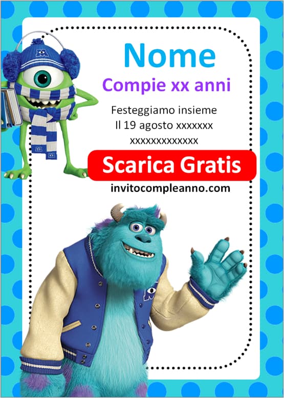 Modelli invito Monsters & Co