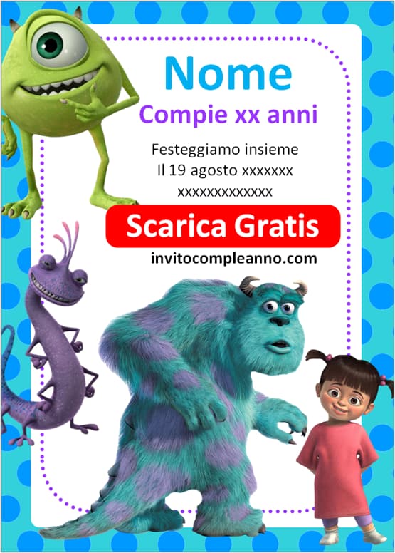 Inviti festa Monsters & Co