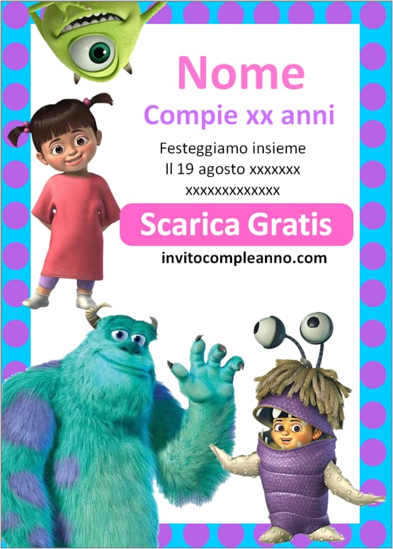 Inviti personalizzati Monsters & Co
