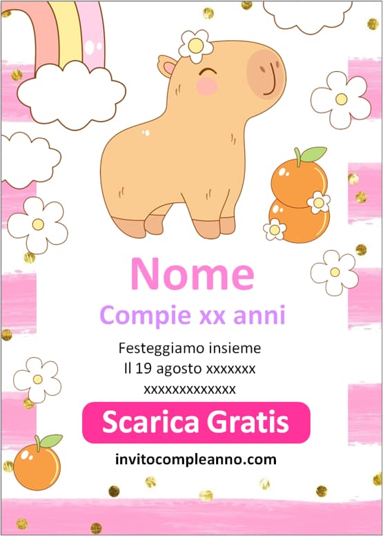 Inviti compleanno capibara