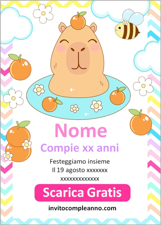 Inviti capibara da stampare