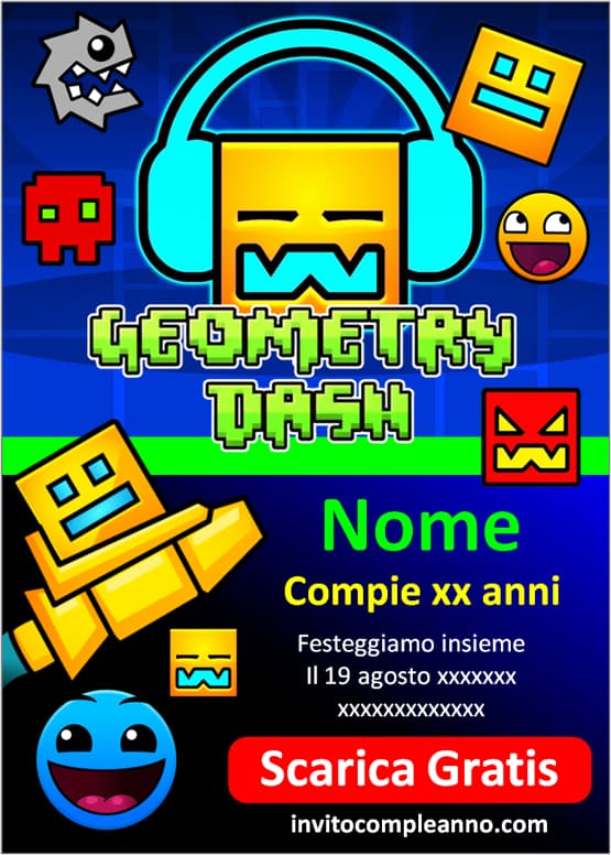 Inviti compleanno Geometry Dash