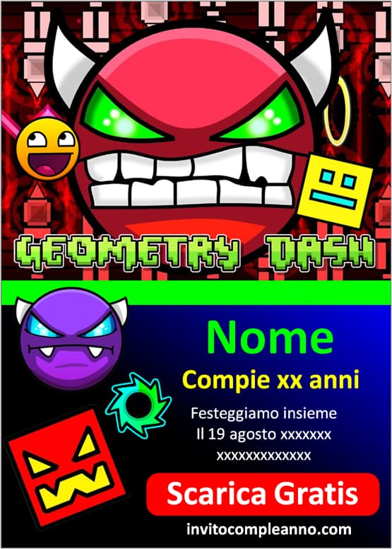 Inviti festa Geometry Dash