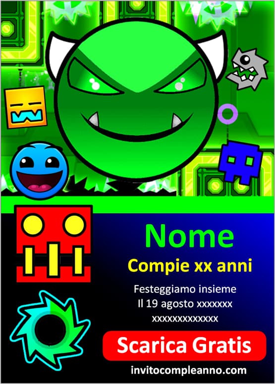 Biglietti invito Geometry Dash