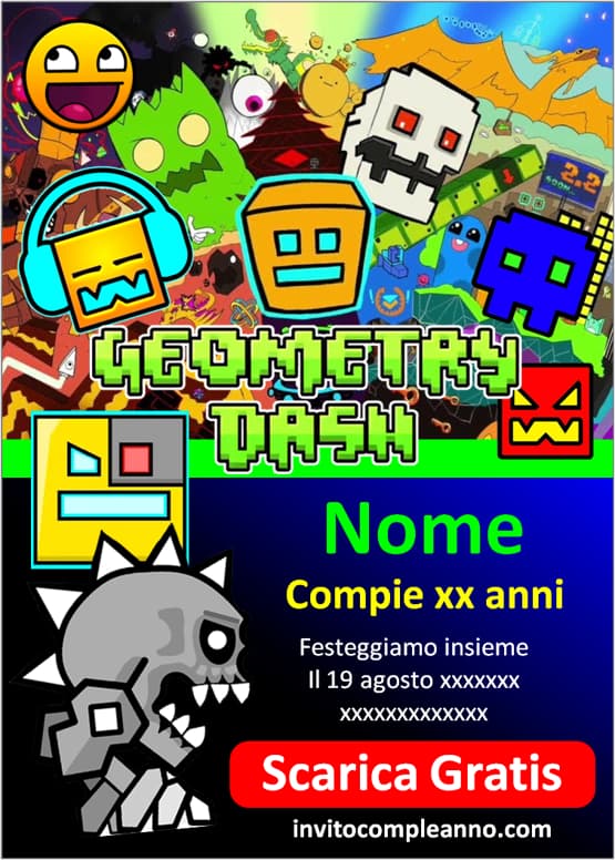 Inviti Geometry Dash da stampare