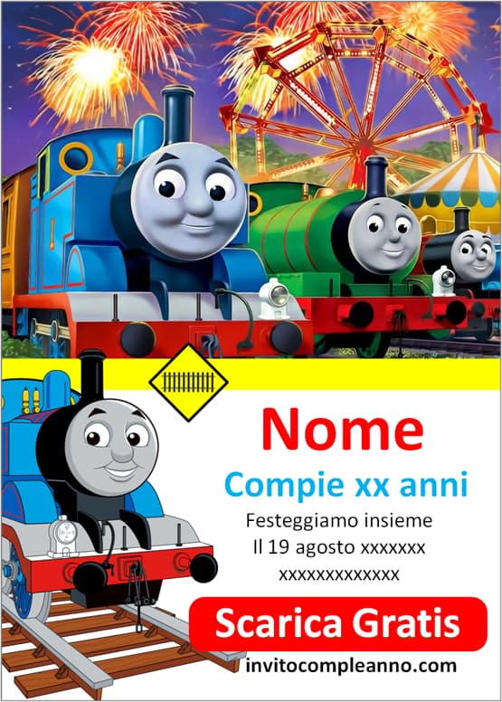 Biglietti invito Il Trenino Thomas