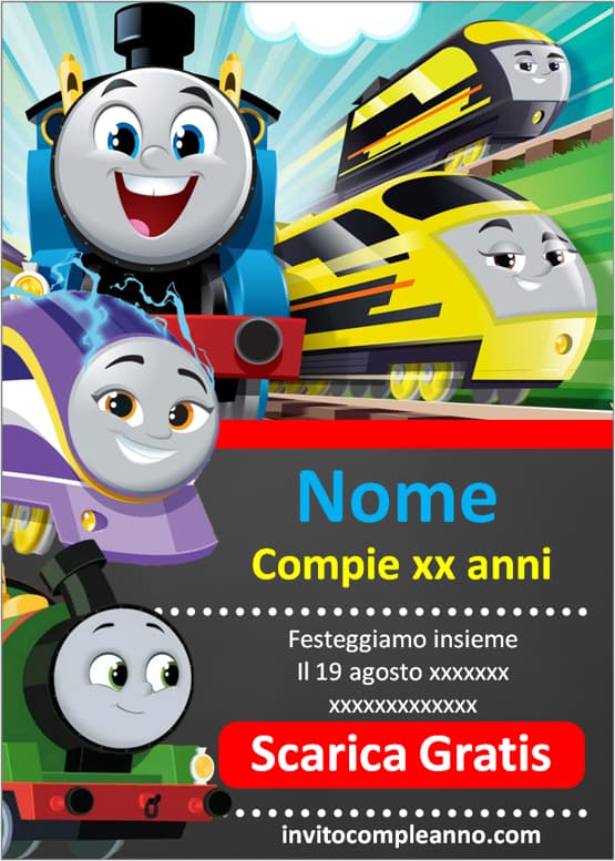 Inviti Il Trenino Thomas editabili