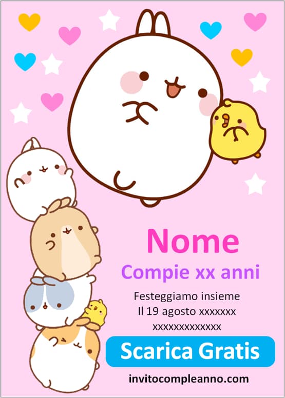 Biglietti invito Molang
