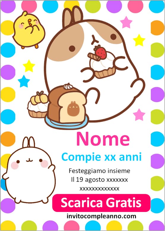 Inviti Molang da stampare