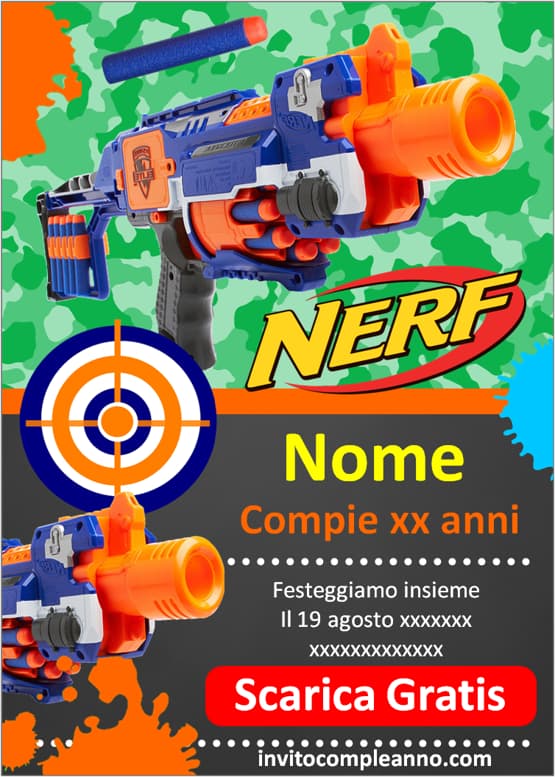 Inviti Nerf con testo modificabile