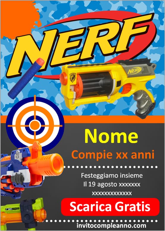 Inviti Nerf per bambini