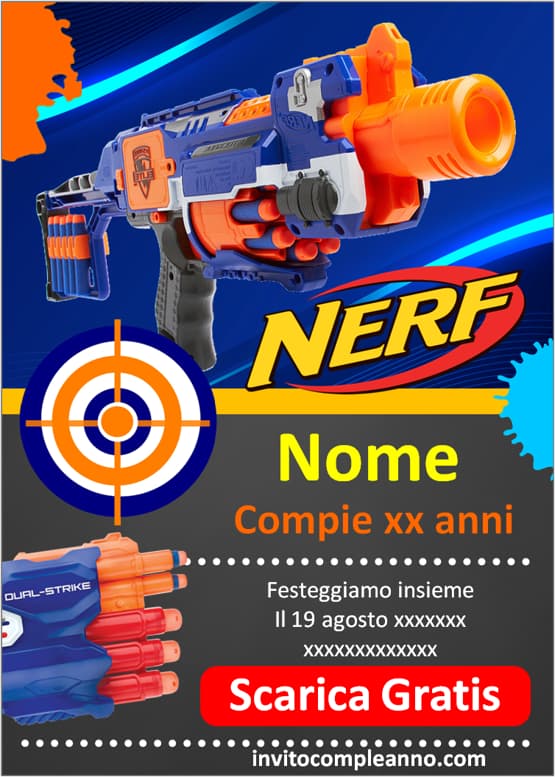 Inviti Nerf personalizzabili online