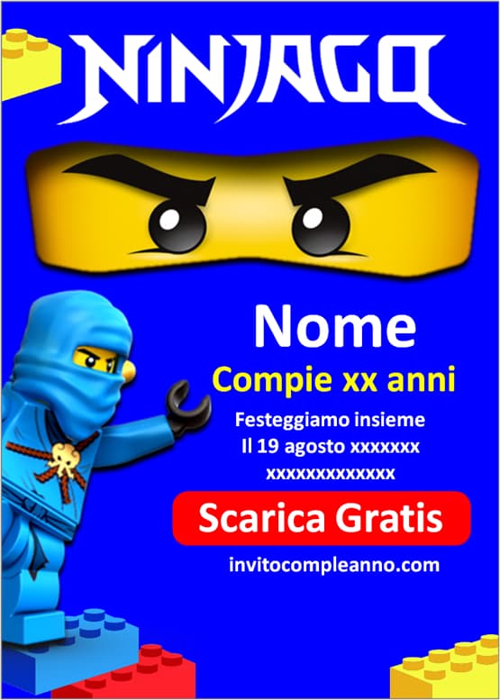Biglietti festa Ninjago stampabili