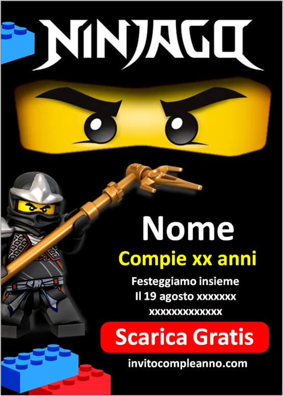 Inviti compleanno a tema Ninjago