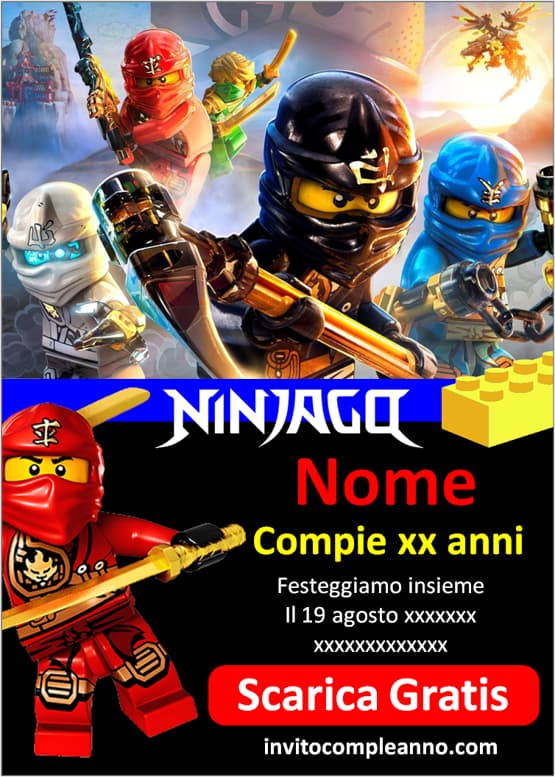 Inviti Ninjago da stampare gratis