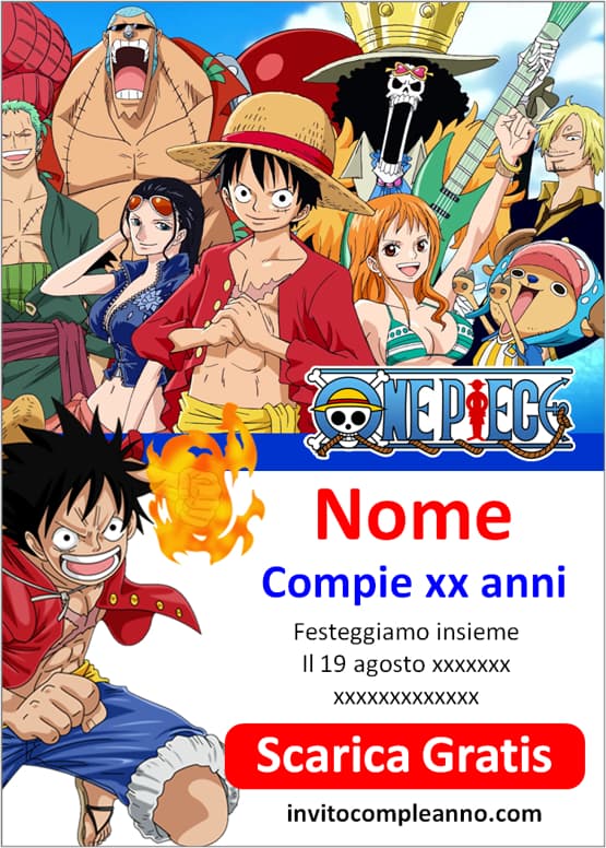 Modelli invito One Piece da scaricare