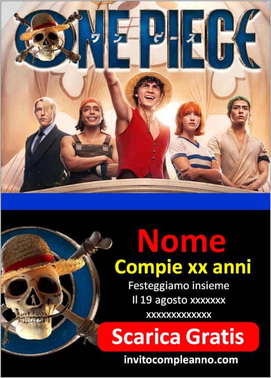 Inviti One Piece stampabili subito