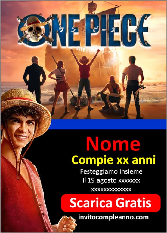 Inviti One Piece con testo modificabile