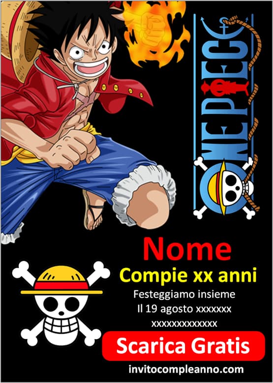 Invito di compleanno One Piece