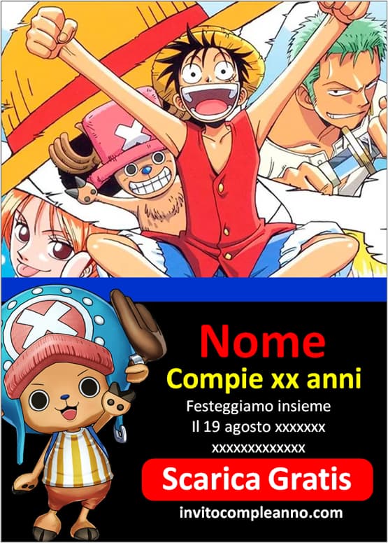 Inviti compleanno One Piece online