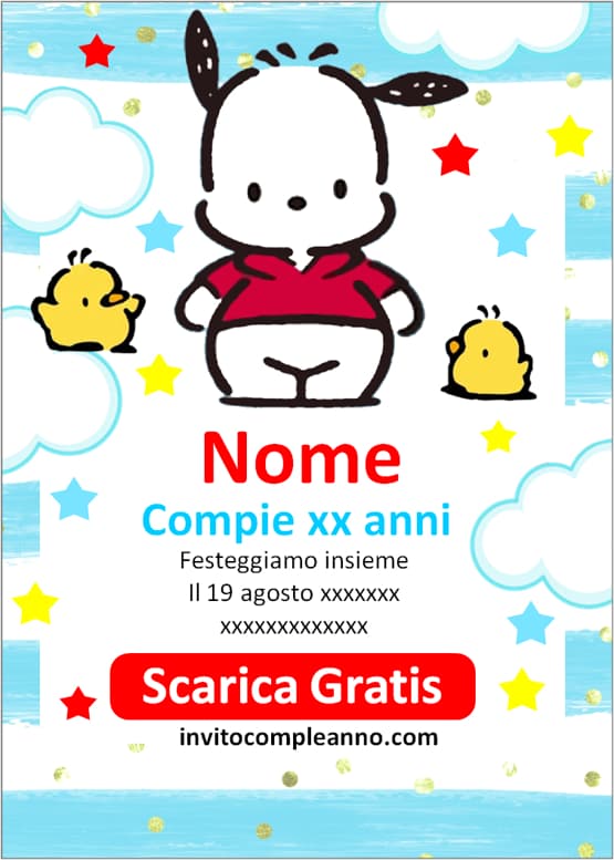 Inviti Pochacco editabili
