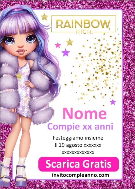 Biglietti invito Rainbow High