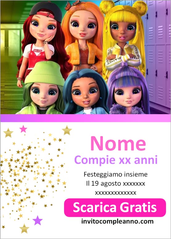 Inviti Rainbow High editabili