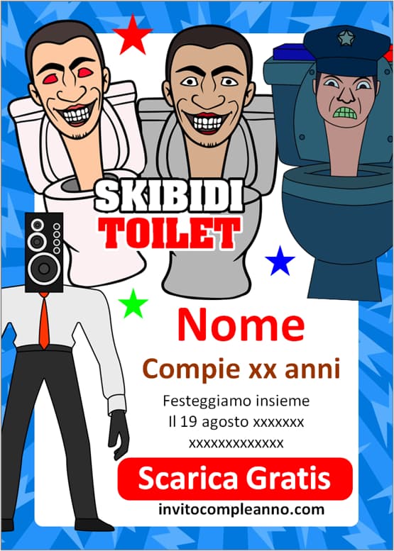 Inviti compleanno Skibidi Toilet