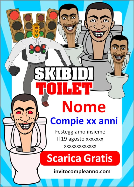 Biglietti invito Skibidi Toilet