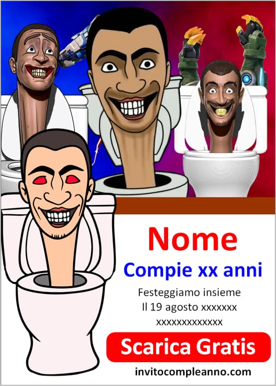 Inviti Skibidi Toilet gratis