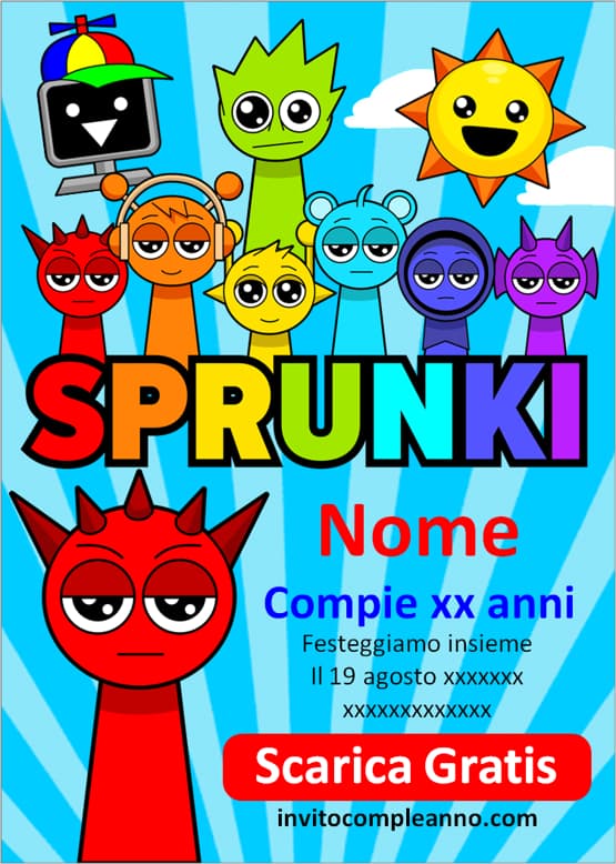 Inviti compleanno Sprunki