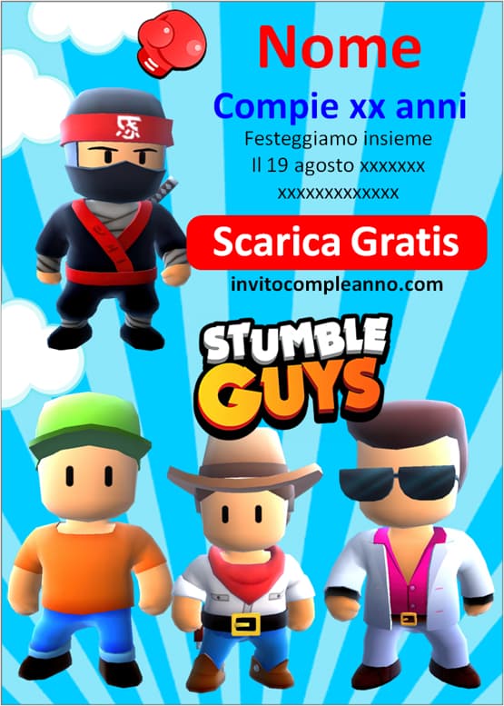 Inviti compleanno Stumble Guys