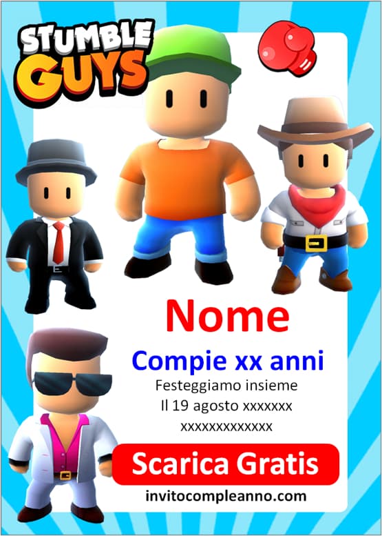 Inviti Stumble Guys da stampare