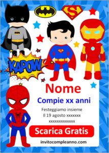 20 Inviti Di Compleanno A Tema Supereroi Per Bambini, Formato Cartolina A6, Fronte/retro, Senza Buste