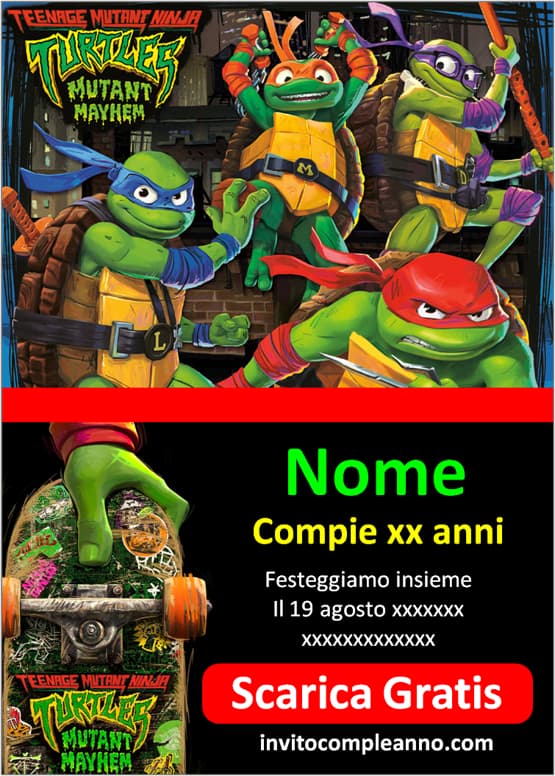 Inviti compleanno Tartarughe Ninja