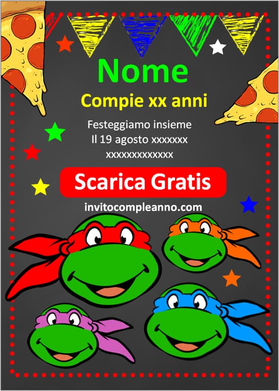 Inviti Tartarughe Ninja editabili
