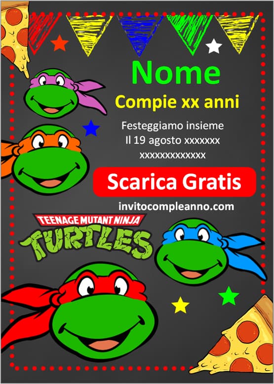 Inviti Tartarughe Ninja fai da te