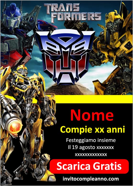Inviti compleanno Transformers