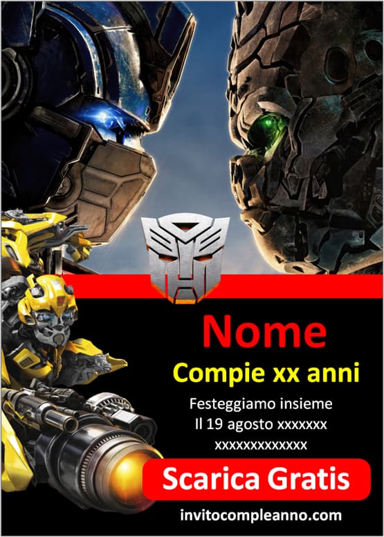 Template inviti Transformers