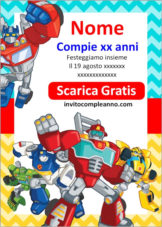 Inviti festa Transformers Rescue Bots